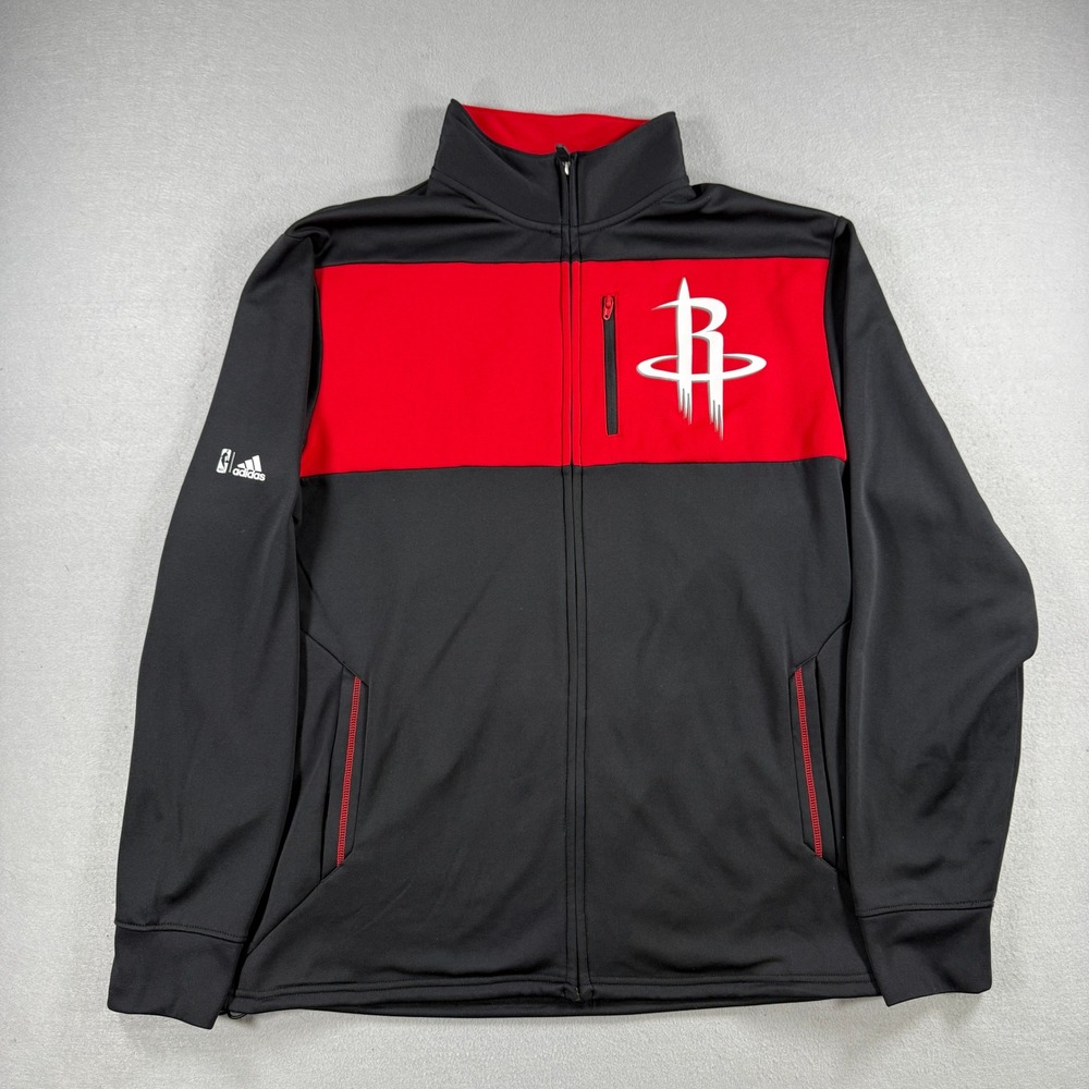 Adidas‎ Houston Rockets Jacket Mens Medium Black Red Basketball Climawarm Fleece